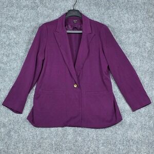 IMAN Women 2X Blazer Purple Single Gold Button Long Sleeve